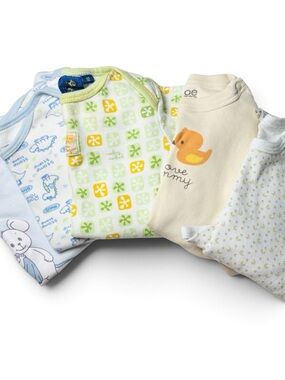 Small Wonders Vintage Style Whimsical Duck & Mouse Pastel Bodysuit Bundle 5pcs